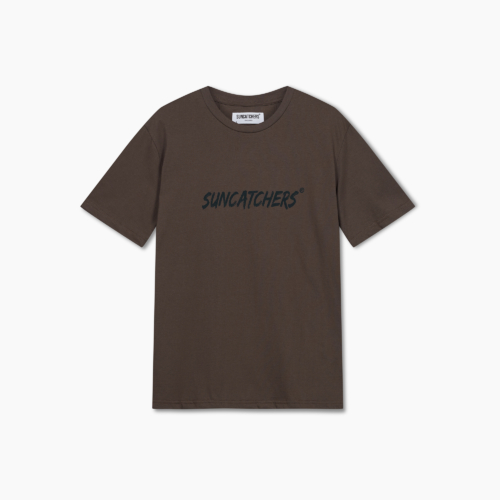 SUNCATCHERS Brush Logo T-Shirt Brown
